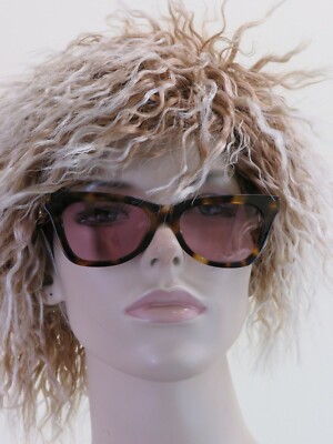 Pre-owned Gucci Gg 0598s-003 Novelty Havana Frame Pink Lens Gg Web Logo Sunglasses