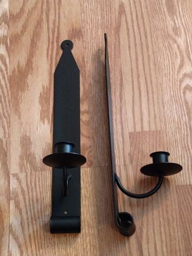 TWO Amish forged wrought iron taper / votive candle holder wall sconce w/ screws