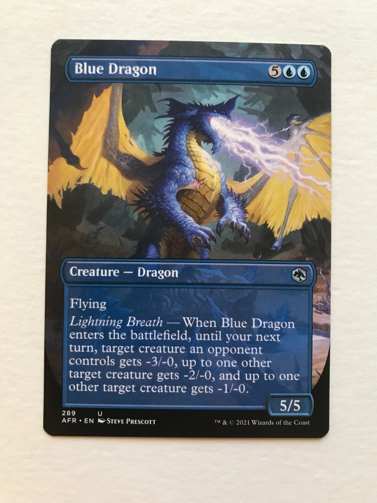 BLUE DRAGON (BORDERLESS) Adventures in Forgotten Realms MTG BLUE DRAGON (BORDERLESS) Adventures in Forgotten Realms MTG