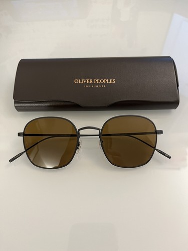 Pre-owned Oliver Peoples Ades Titanium Sun 50mm In True Brown Msrp$619 Aubrey Plaza's Fav