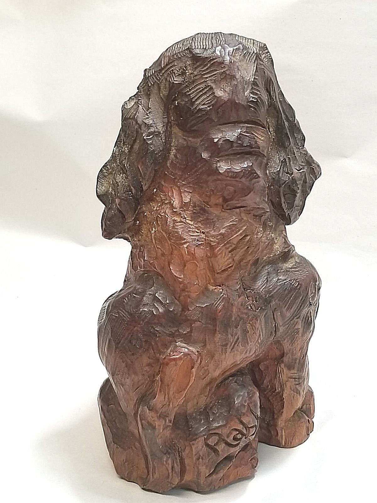 Rabb Wood Carving St. Bernard Dog Snow Rescue with Brandy Keg 8.75