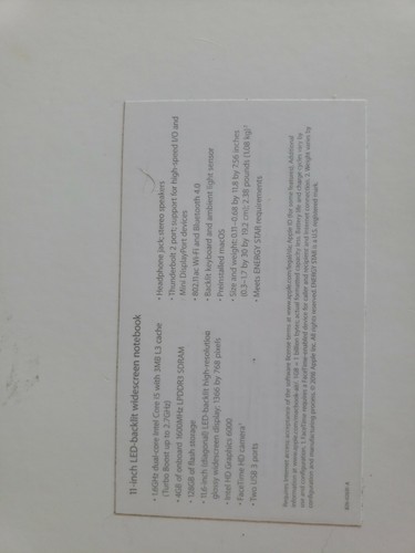 Apple MacBook Air 11 Inch Laptop BOX & INSERTS ONLY