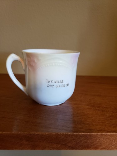 Antique Barber Shop The Mills Dry Goods Advertising Mug Germany (Excellent)