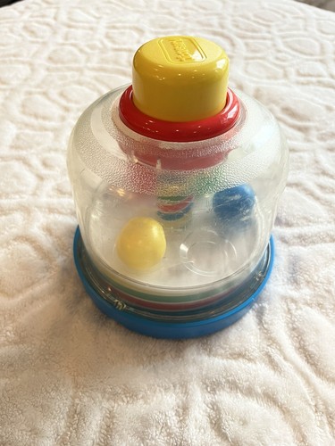 Vintage Playskool Spinning Top Ball Popper Push Pump Toddler