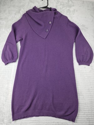 SISLEY Womens 80% Wool Purple Jumper Dress Size L/18'' Pit2Pit VGC 
