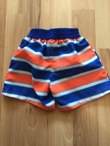 OP Ocean Pacific 0-3 M Swim Board Shorts Blue Orange White Stripe Lined