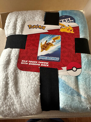 New Pokemon - Pikachu Bolt 60'' x 80'' Silk Touch Sherpa back Throw Blanket