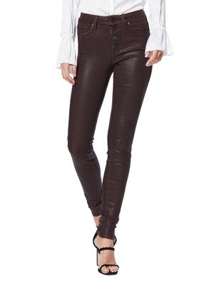 PAIGE DENIM Женские коричневые узкие брюки из искусственной кожи 31