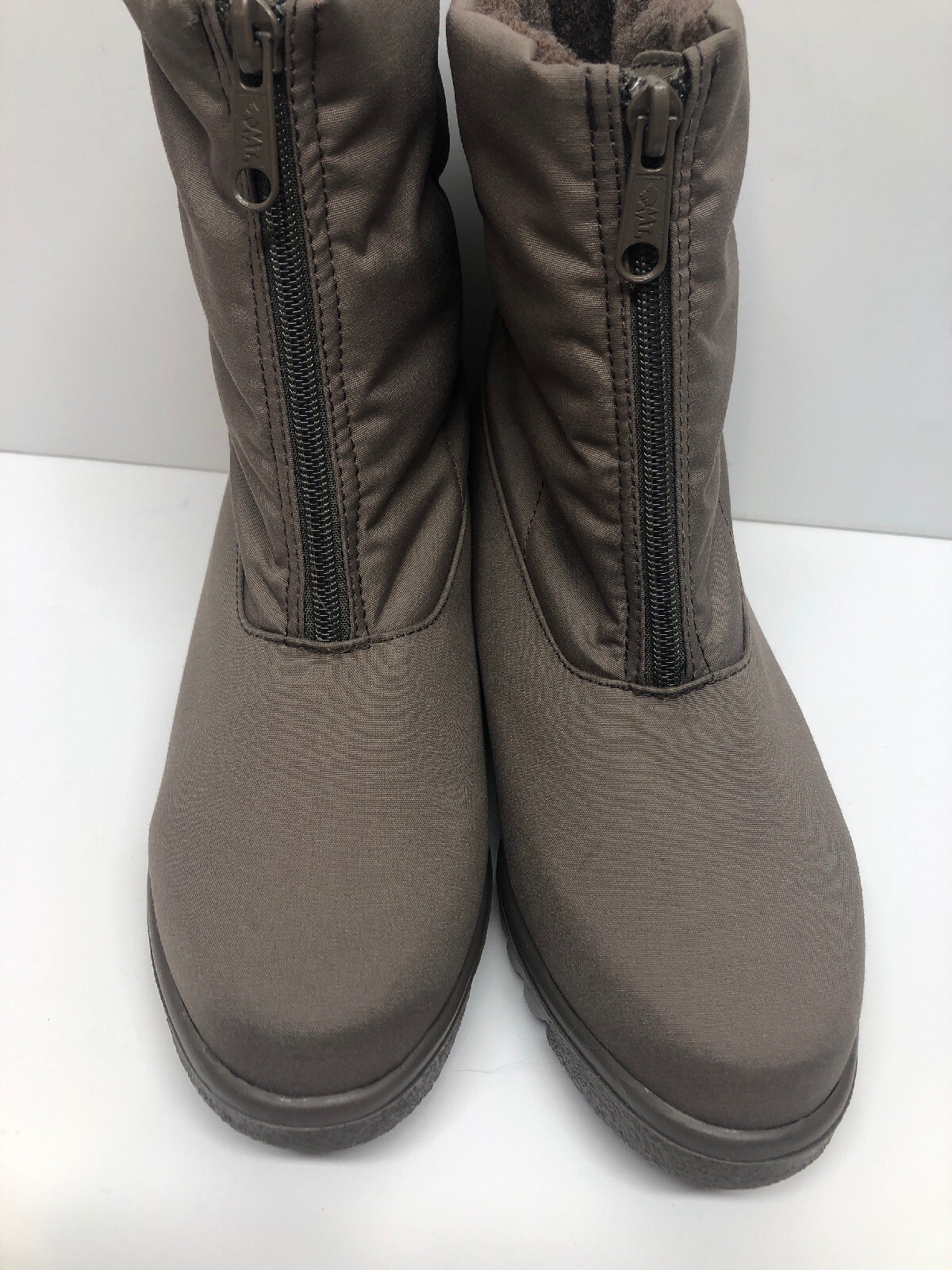 Toe Warmers Canada Womens Taupe Winter Zip Front Insulated Boots 7.5