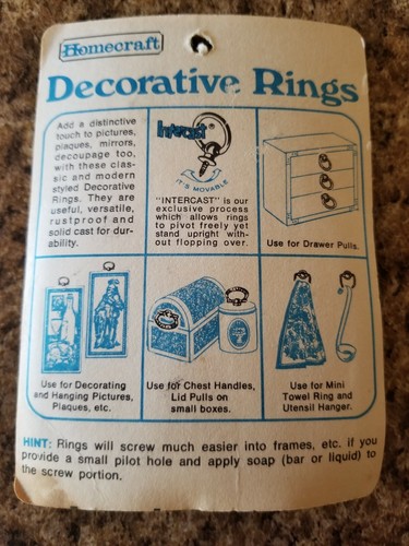 Vintage Homecraft Decorative Rings Americana 2 Pack Picture Plaque Hangers Craft