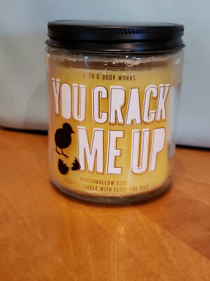 Bath Body Works YOU CRACK ME UP Single Wick Candle MARSHMALLOW FLUFF Easter