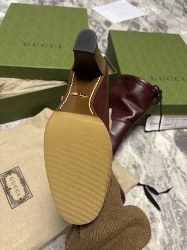 Pre-owned Gucci Women Ankle Boots Casual Style Blended Fabric Street Style Plain Leather In Red