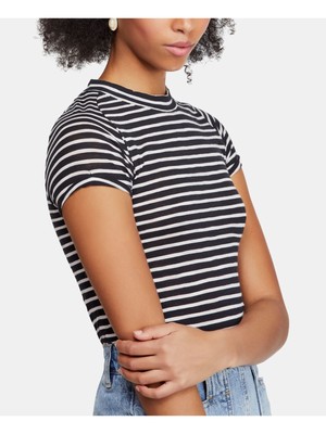 

Женская футболка FREE PEOPLE в темно-синюю полоску с коротким рукавом и круглым вырезом. Размер, Navy
