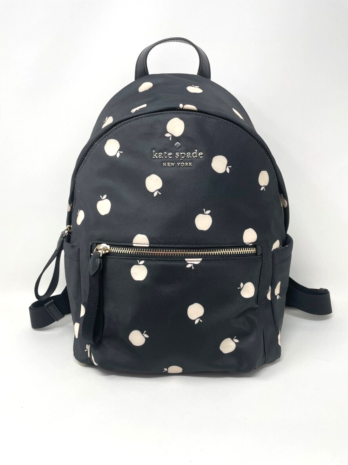 Kate Spade Chelsea Medium The Little Better Backpack Black Nylon Apple