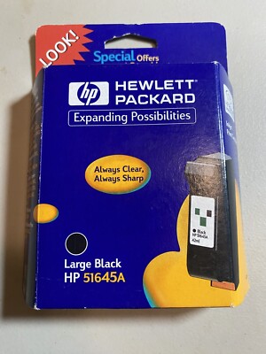 HP 45 Large Black Ink Cartridge 51645A Genuine Sealed One Cartridge EXP. 05/2001