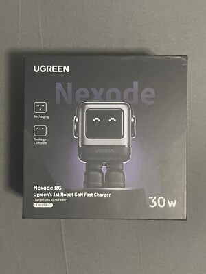 New UGREEN 30W Nexode RG Robot GaN Fast Charger Charge to 350% Faster 1 x USB-C