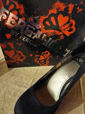 Fergalicious by Fergie Tiny Too Women's Black Round Toe Wedge Hell Shoes 7.5M 