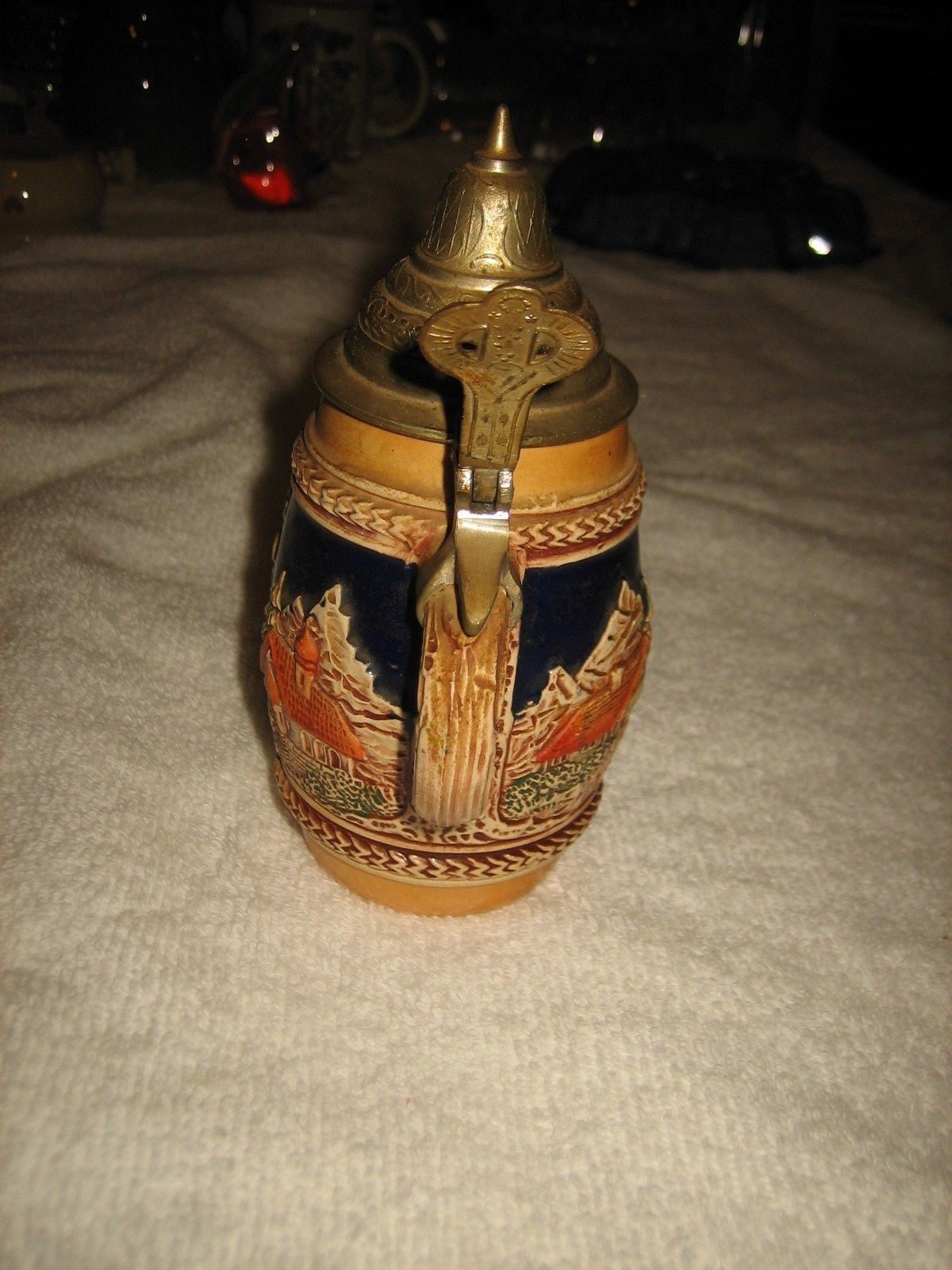 VINTAGE SMALL LIDDED BEER STEIN BY GERZ-WEST GERMANY-MEASURES APPROX. 6 1/4