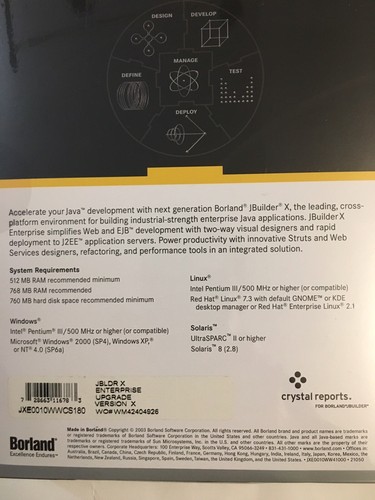 Borland JBuilder X Enterprise Upgrade Version X  JXE0010WWCS180  WO#WM42404807