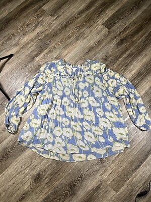 Cato women's blouse blue green cream sz:14/16