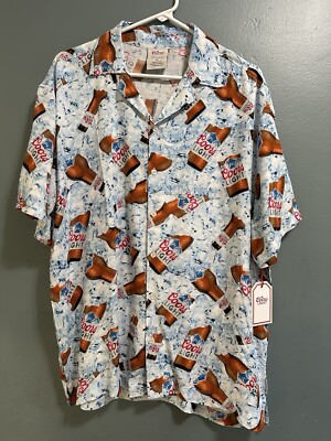 Coors Light Beer On Ice All Over Print Button Up Shirt Mens Size Medium NEW