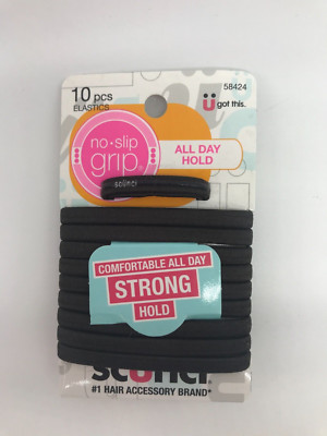 Scunci Elastics No.Slip Grip All Day Hold. 10 Pcs. Comfortable Strong Hold.