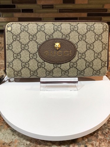 Gucci tiger 財布 used GUCCI GG Supreme Monogram Tiger Zip Around Wallet 1053706