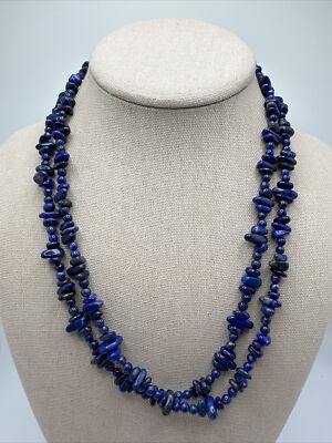 Mine Finds Jay King Lapis Lazuli 2 Strand Sterling Silver Bead Necklace 18-21 