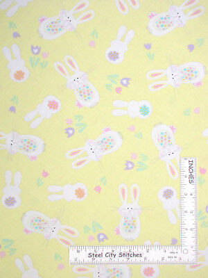 Easter Bunny Toss Yellow Cotton Fabric Kanvas Studio Spring Parade By The Yard