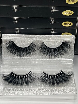 #B004 (12box) 3D false eyelash natural long thick  Real MINK BLACK USA sell