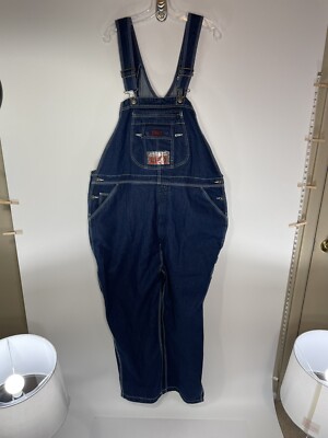 Five Brother Denim Bib Overalls Work Wear Water Resistant Phone Pocket 46 x 30