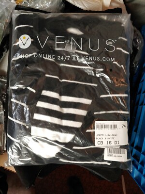 Venus Women Back Detail Striped Sweater Black/White Size 3X item #J207511