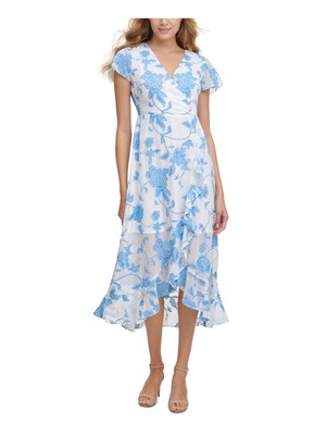 

KENSIE DRESSES Женское белое платье миди с рукавами-крылышками и искусственным запахом, Белый