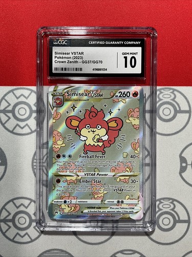 NEW CGC 10 GEM Simisear VStar Full Art GG37 Crown Zenith NEW CGC 10 GEM Simisear VStar Full Art GG37 Crown Zenith