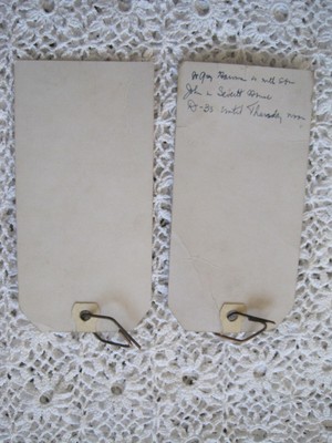 1911 Hotel Key Tags Paper Lot 2 H 25th 5.5 inches x 2 3/4 inches Antique Luggage