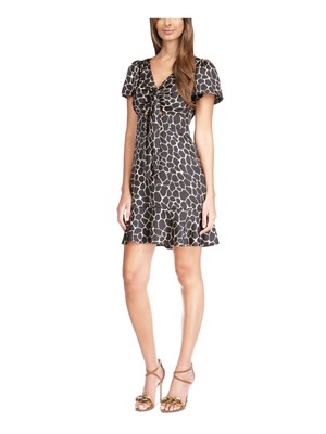 MICHAEL MICHAEL KORS Женское бежевое короткое платье-пуловер с галстуком без подкладки 10