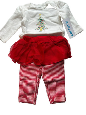 Carter's Baby Girl 2pc 3m Christmas Holiday Outfit Oh What Fun Bodysuit Tutu