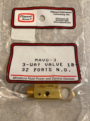 Clippard Minimatic MAV0-3 , 3-Way Normally-Open Spool Valve , #10-32 Ports