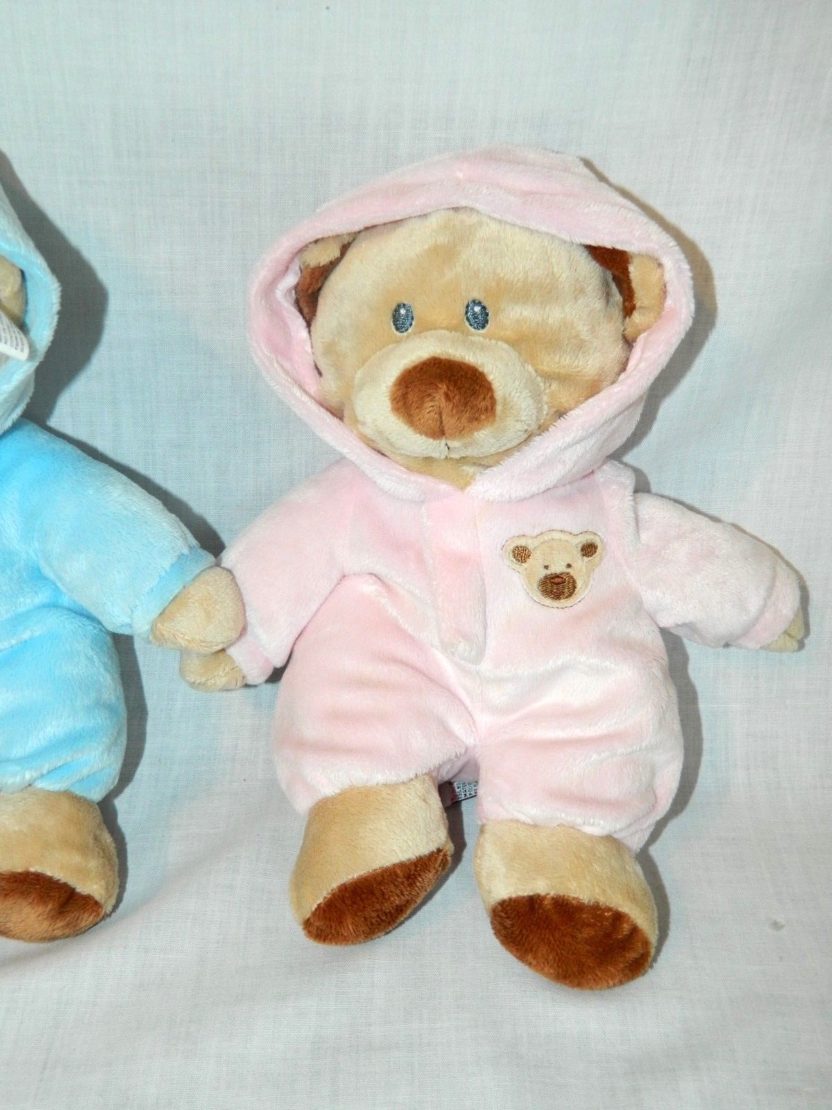 Ty Pluffies Bear in Pjs Pajamas PINK & BLUE set 10