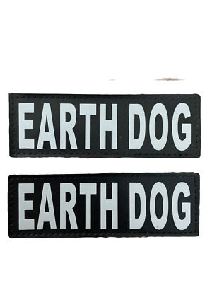 2 x Earth Dog Patch For Harness Reflective Letters Hook & Loop 1''x 2.75''