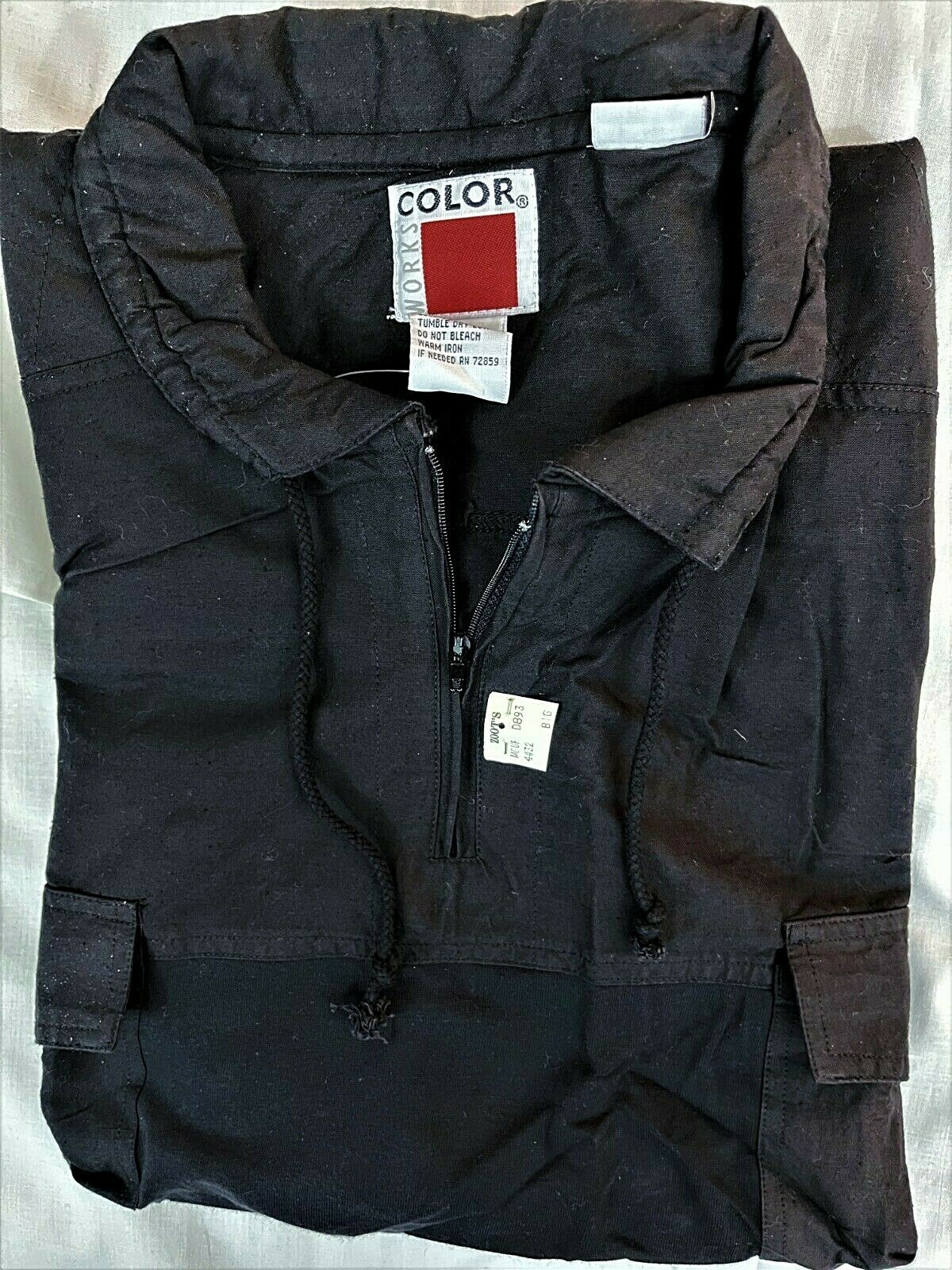 Men's Pull-Over Zipper Top - Long Sleeve - Black - Cotton