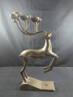 12''Godinger Rustic silver  Candelabra Reindeer Stag 6 candle holder Christmas