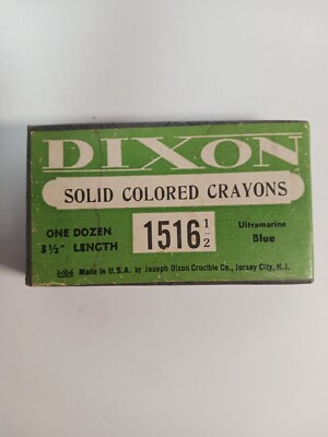 Vintage - Made In USA - box Of Dixon Solid Color Crayons Ultramarine Blue #1516 
