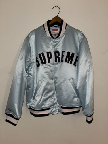 supreme mitchell & ness satin varsity jacket size medium supreme mitchell & ness satin varsity jacket size medium