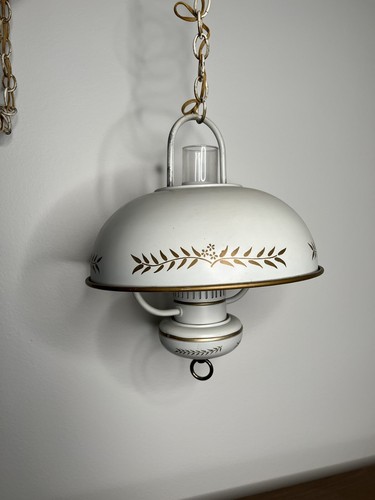 T様交渉中。TENtoTEN Lampup ヘキサガラスシェード Vintage Metal Shade Toleware Type Swag Lamp Light White Gold