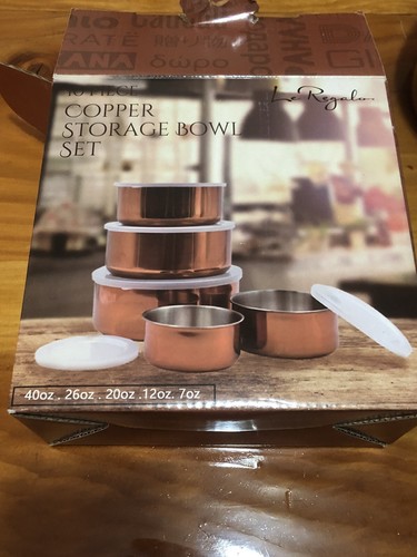 Le Regalo 10 Piece Copper Round Storage Stackable Bowl Set with Lids