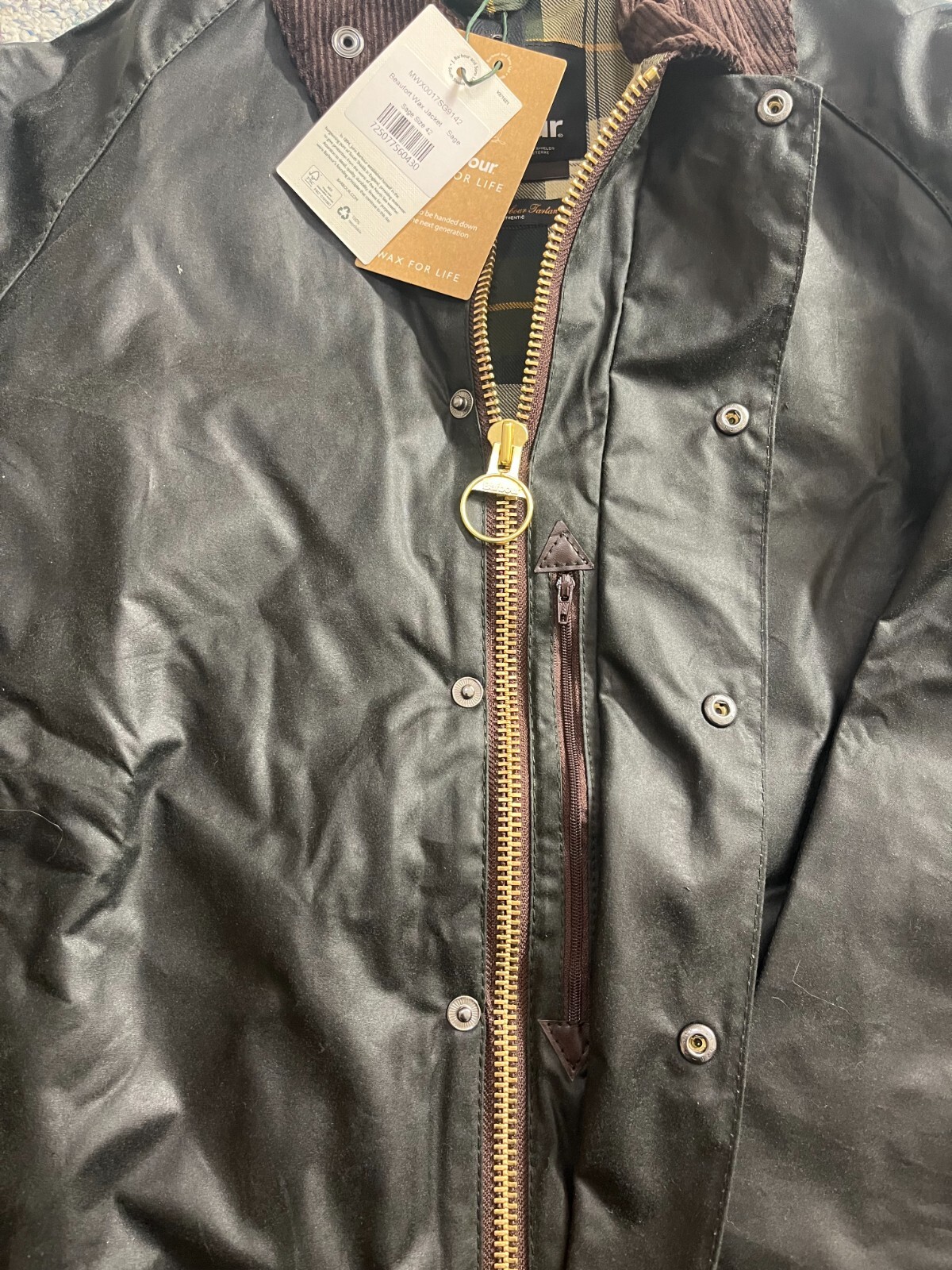 Pre-owned Barbour Beaufort Waxed Jacket In Sage Msrp$495 Rugged & Sophisticated U.k. Made