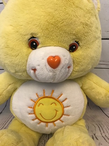 Care Bears Funshine Bear Jumbo Oversized Plush Yellow with Sunshine Tummy 2002