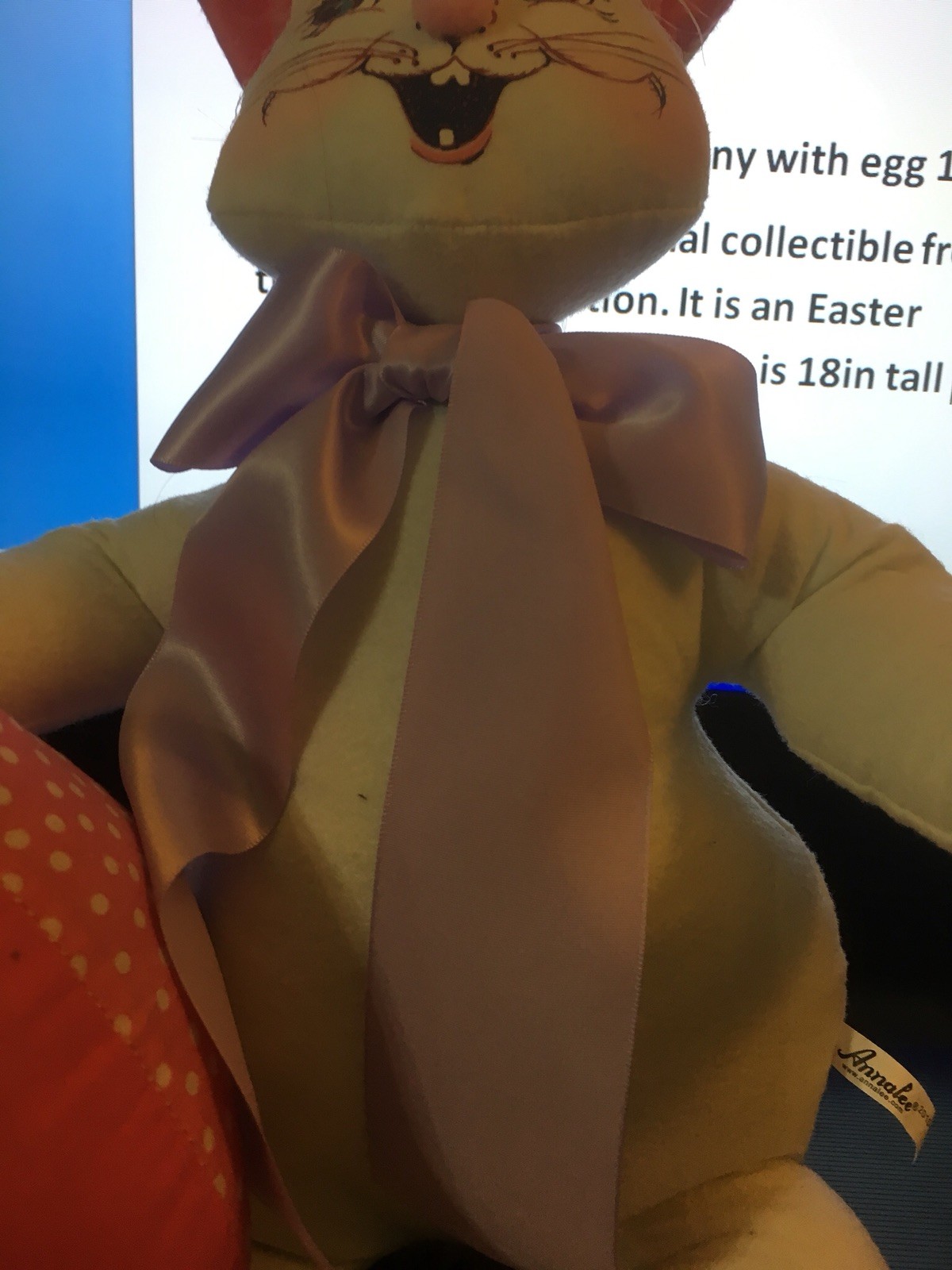 Annalee stuff Easter Bunny with egg 18in.