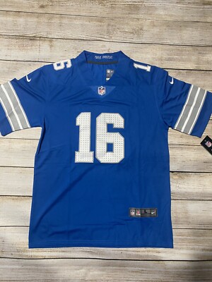 Jared Goff #16 Detroit Lions Blue Jersey Men s Large Stitched New